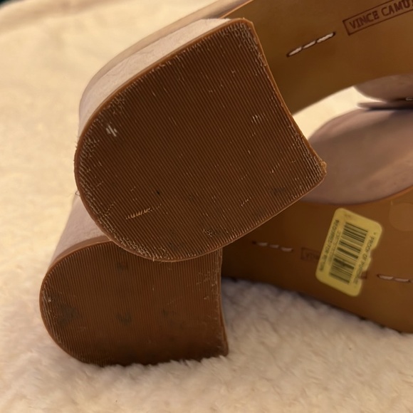Vince Camuto Womens Beige Tan Neutral Bow Slide Sandals Size 8 Like NEW - Picture 6 of 8
